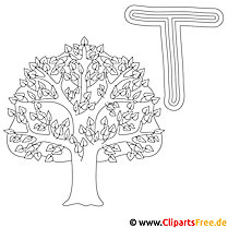 Tree - letter templates for coloring