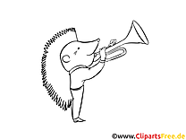 Igel spielt Trompete Malvorlage