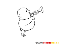 Trompeter Malvorlage-Bild kostenlos