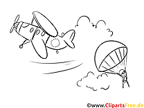 Fallschirmspringer Ausmalbild zum Ausdrucken, Bild gratis