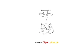 Fische Katze Klappkarte-Einladung gratis basteln