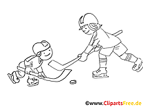 Kinder spielen Eishockey Malvorlage Winter-Sport