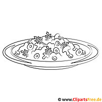 Plate with food pictures to color