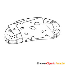 Coloring page bread with cheese