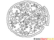 Caricature de pizza à colorier