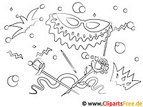 Fireworks, masks, costumes - carnival coloring pages
