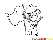 Cartoon Cowboy - Fourth of July and USA Coloring Pages