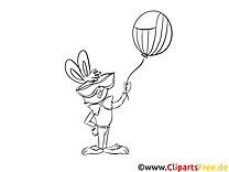 Kaninchen mit Luftballon Bild zum Ausmalen