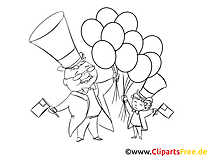 Luftballons zum 4 Juli - Vorlagen zum Ausmalen und Ausdrucken gratis