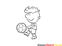 Värityssivu verkossa oleva lapsi jalkapallon kanssa