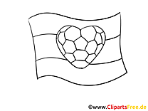 desenho de bandeira e bola de futebol para colorir