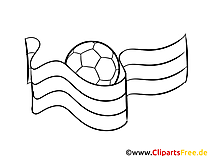 Bandera y pelota - Plantilla para colorear para fútbol EM y Copa del Mundo