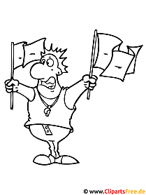 Soccer coloring page fan with flags
