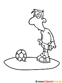 Fussballer Cartoonbild zum Ausmalen kostenlos