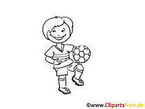 Image coloriage gratuite d'un enfant jouant au football