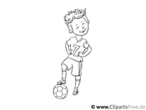 Niño jugando al fútbol - Dibujo para colorear para imprimir para la escuela