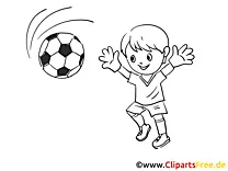 Junge spielt Fussball Malvorlage gratis