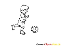 Kind spielt Fussball Malvorlage