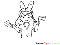 Girl with flags coloring page for free