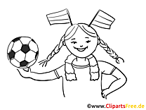 desenho de Menina com bola de futebol para colorir