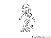 Futbol Oynayan Kız - Sanat Dersleri İlköğretim Okulu Çalışma Sayfaları, Şablonlar