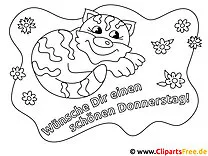 Katze Schönen Donnerstag Ausmalbilder für Kinder kostenlos ausdrucken