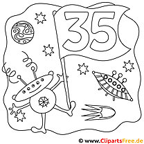 Alien coloring page for birthday