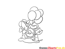 Birthday and party coloring page