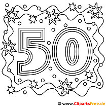 50. születésnapi színező oldal