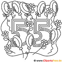 55. születésnapi színező oldal