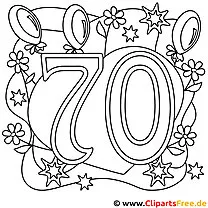 70 cumpleaños página para colorear