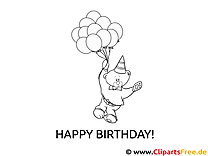 Ausmalbild zum Geburtstag mit Teddy und Luftballons