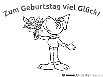 Cartoonhund Malvorlage PDF zum Geburtstag