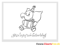 صفحه رنگ آمیزی فیل برای تولد کودکان