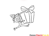 Gift picture black and white for coloring, printing