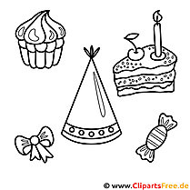 Children's birthday picture for coloring, coloring page, coloring picture