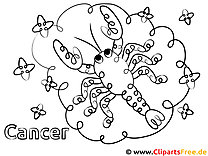 Krebs Sternzeichen Ausmalbild für Kinder kostenlos ausdrucken
