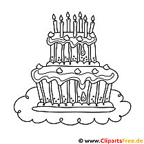 Cake with candles picture for coloring, coloring page, coloring picture