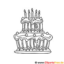 Cake with candles coloring page for free