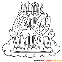 40th birthday cake coloring page