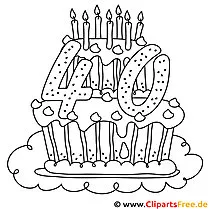 דף צביעה של עוגת יום הולדת 40