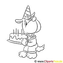 Kuchen zum Geburtstag und Hund