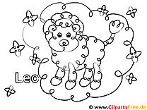 Desenho de zodíaco de leão imprimível grátis para colorir para crianças