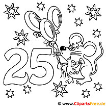 Coloring page for the 25th birthday