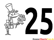 PDF coloring page for 25th birthday