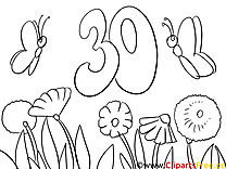 Coloring page for 30th birthday