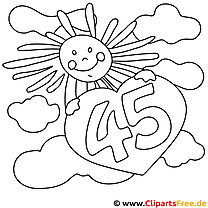 Coloring page for 45th birthday