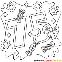 Coloring page for 75th birthday