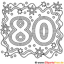Página para colorir para o 80º aniversário