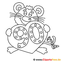 صفحه رنگ آمیزی موش برای تولد 90 سالگی